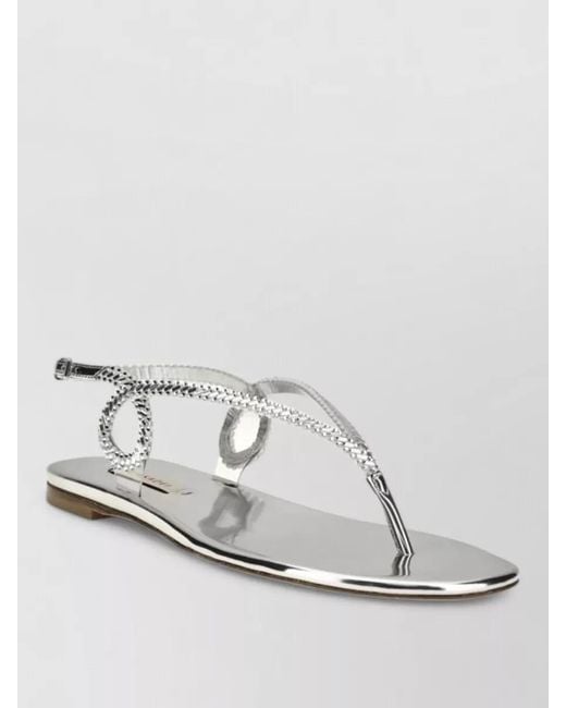 Casadei White Leather Flat Sandals