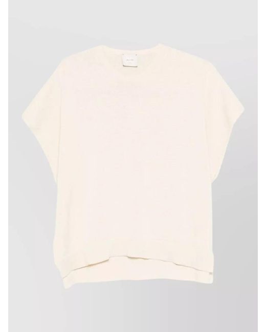 Alysi Natural Cotton Crew Neck Top Short Sleeves