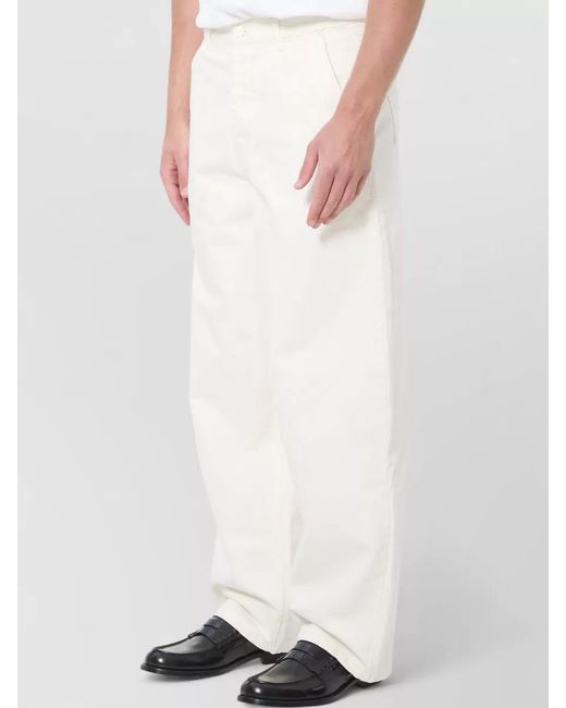 AMI White Denim Mid-Rise Wide-Leg Balloon Jeans for men