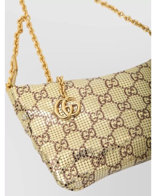 Gucci Natural Evening Bag Metal Mesh Charm Chain