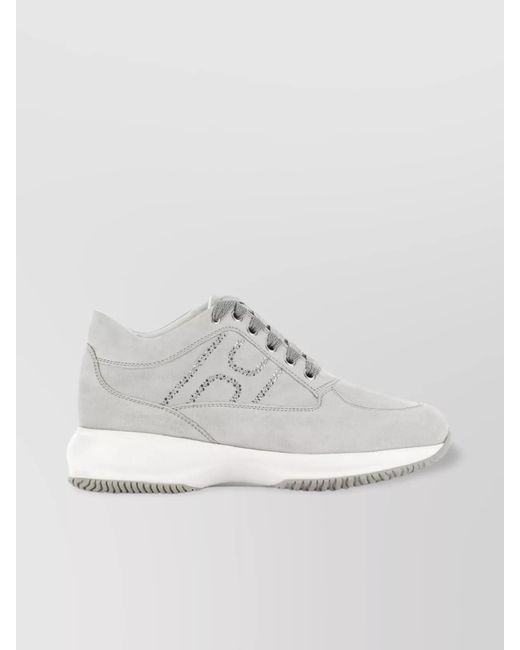 Hogan White Crystal-Embellished Interactive Low-Top Sneakers