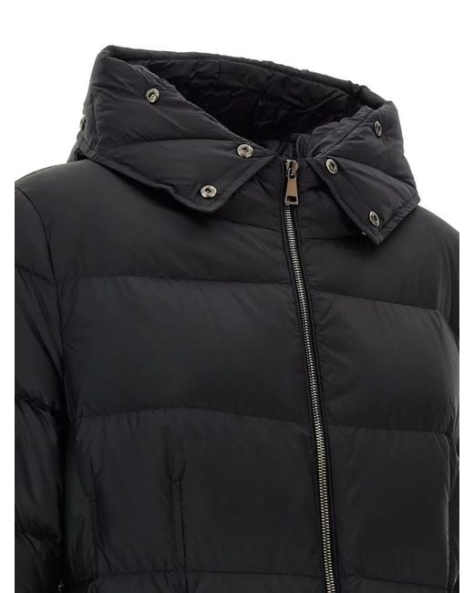 Moncler Black Boedic Long Down Jacket Belted Hooded