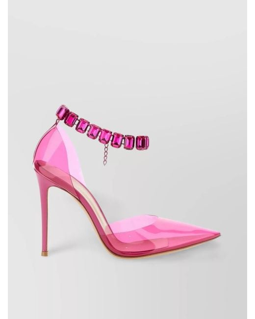 Gianvito Rossi Pink Crystal Embellished Sandals