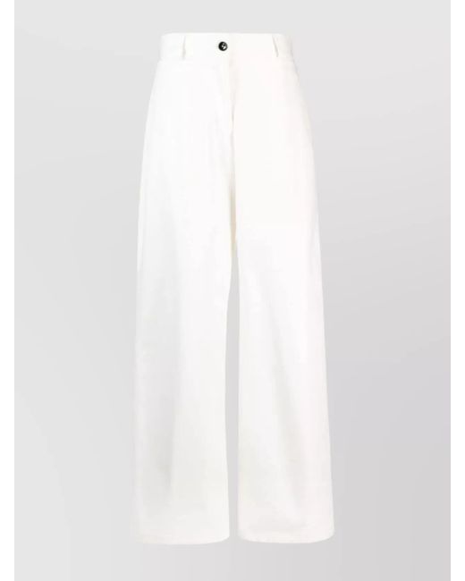Jil Sander White High-Rise Wide-Leg Cotton Trousers