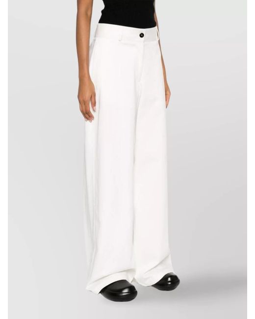 Jil Sander White High-Rise Wide-Leg Cotton Trousers