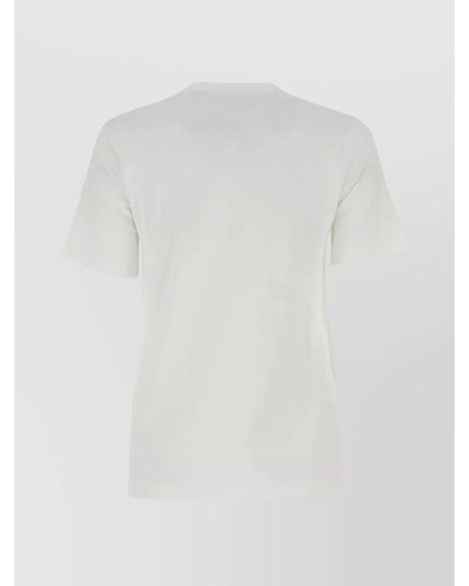 Burberry White Cotton Ribbed Crew-Neck T-Shirt