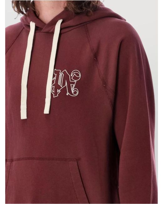 Palm Angels Red Pa Monogram Hoodie for men