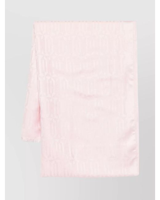Lanvin Pink Fringed Monogram Rectangular Scarf