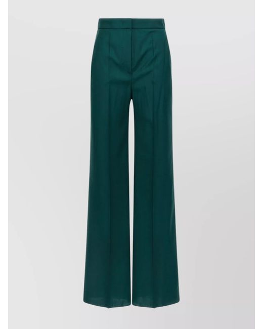Max Mara Green High Waist Wide-Leg Trousers With Belt Loops
