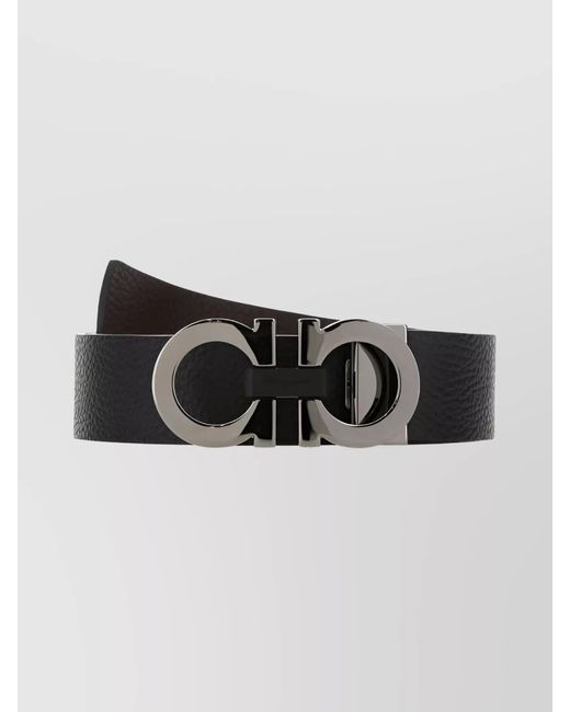 Ferragamo Black Leather Reversible Belt for men