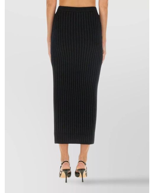 Max Mara Black Cashmere Fitted Skirt