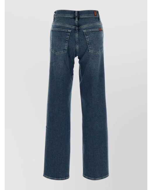7 For All Mankind Blue Stretch Denim High Rise Loose Jeans
