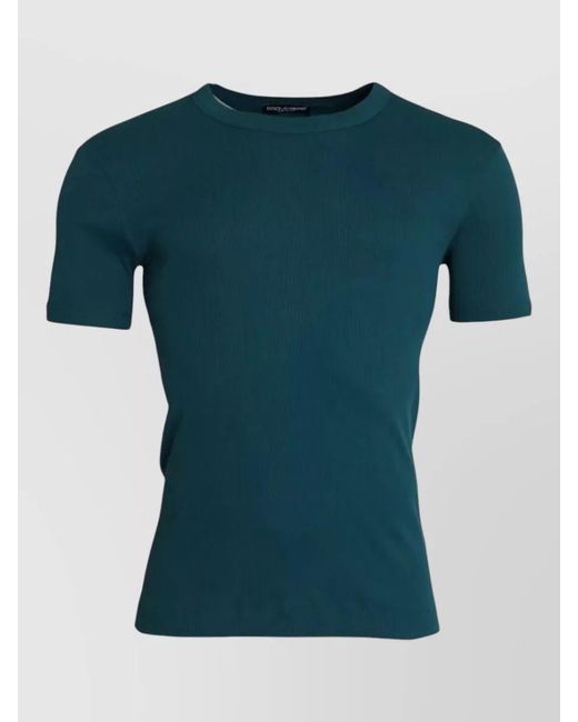 Dolce & Gabbana Green Ribbed Cotton Crew Neck Short Sleeve T-Shirt for men
