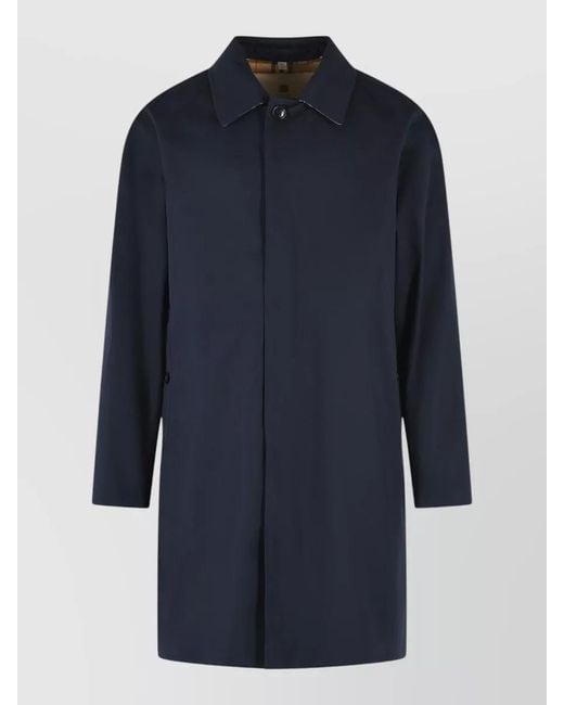 Burberry Blue Camden Cotton Midi Trench Coat for men