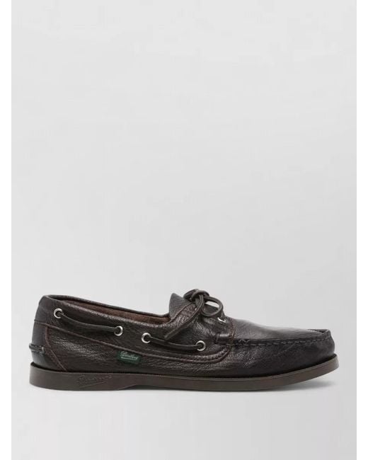 Paraboot Black Boat Shoes Lace Up Rubber Sole Design for men