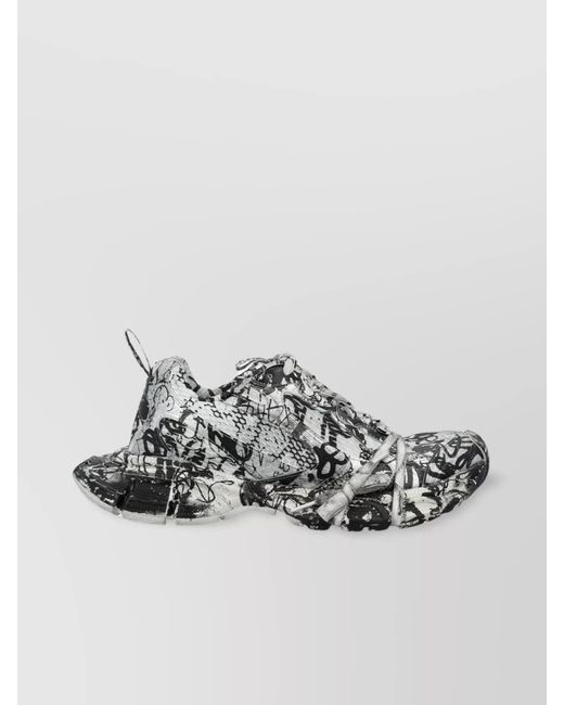 Balenciaga Metallic Printed Rubber Sole Sneakers With Pull Tab for men