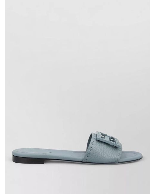 Fendi Blue Leather Slides
