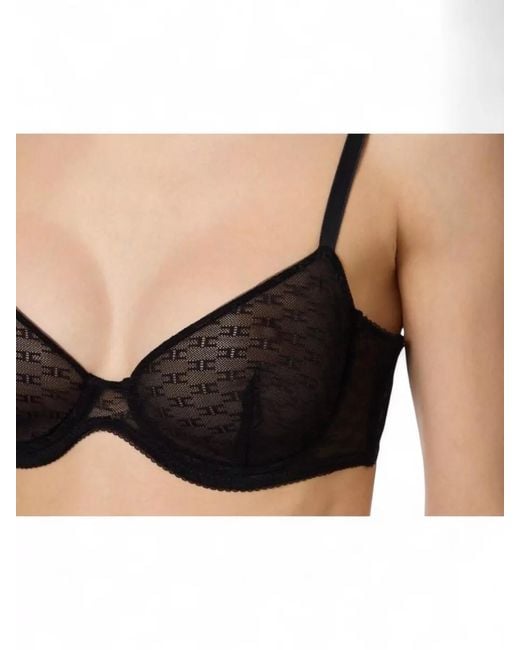 Elisabetta Franchi Gray Sheer Bra Adjustable Straps Lingerie Piece
