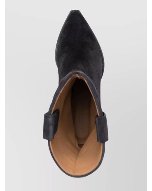 Isabel Marant Black Suede Calf Leather Western Boots