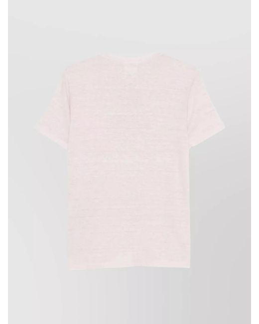 Isabel Marant Pink Linen Logo Print Distressed T-Shirt
