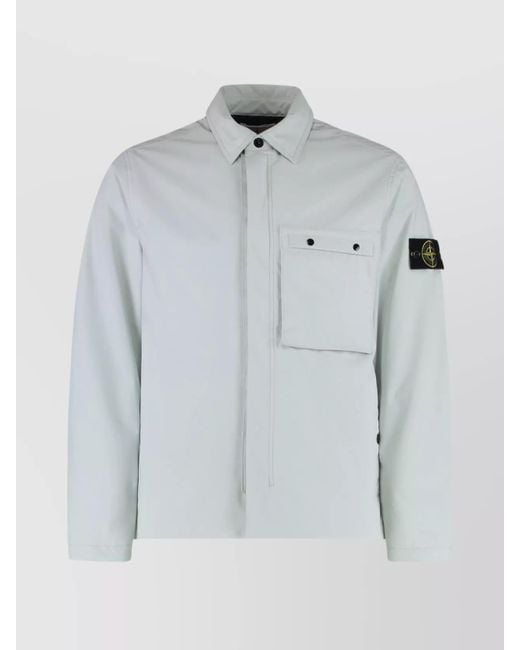 Stone Island Blue Padded Nylon Jacket Front Pocket for men