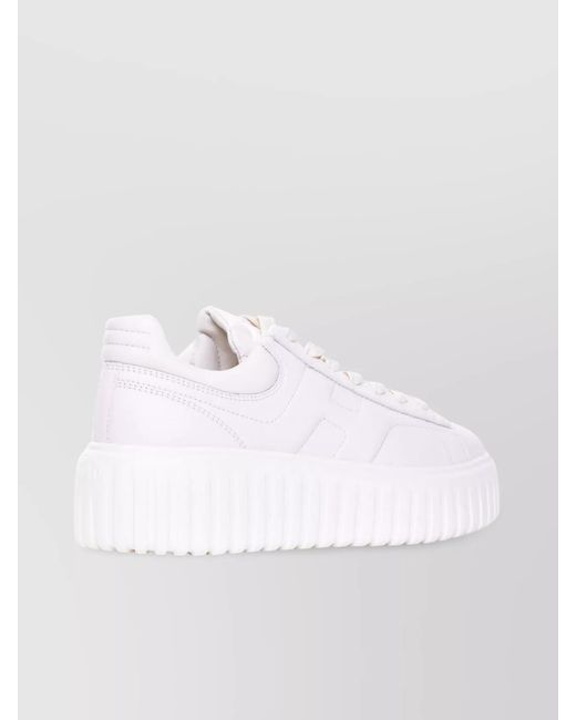 Hogan White Leather Low-Top Sneakers