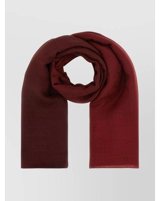 Gucci Red Frayed Edges Wool Blend Scarf