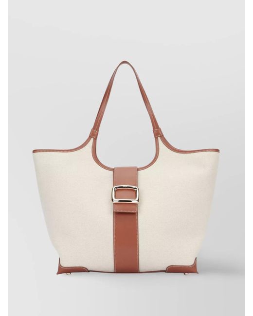 Roger Vivier Natural Large Vivier Medium Shoulder Bag