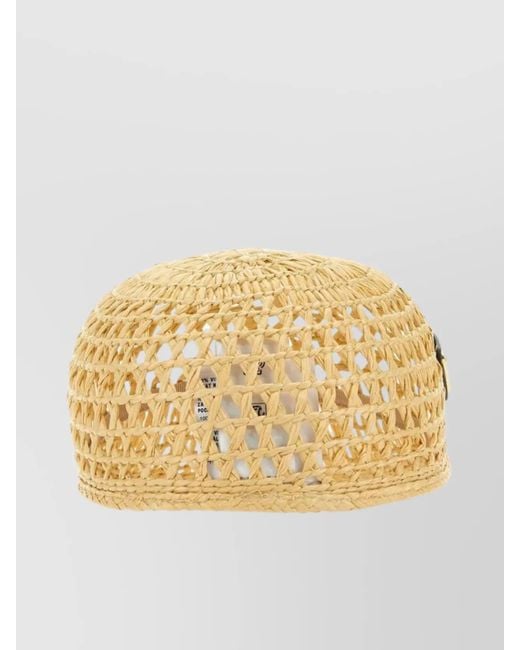 Prada Raffia Hat in Metallic | Lyst UK