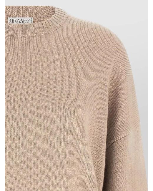 Brunello Cucinelli Natural Cashmere Sweater Removable Monile Silk Cuffs