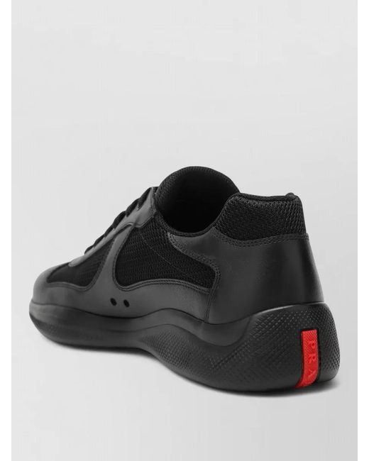 Prada Black Technical Sneakers Mesh Panels Rubber Sole for men