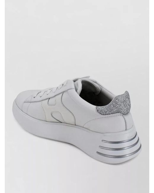 Hogan Gray Rebel Platform Leather Sneakers Luminous Detail