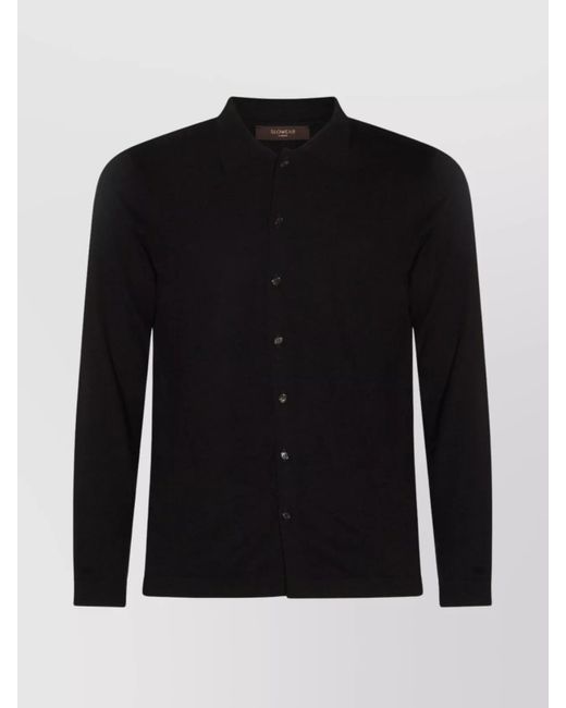 Zanone Black Long Sleeve Crewneck Sweater With Ribbed Cuffs for men