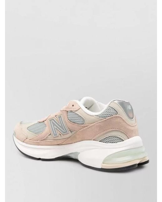 New Balance White Low Top Sneakers Round Toe Mesh Panels for men