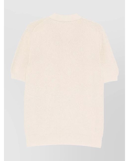 Lardini Natural Knitted Polo Shirt Short Sleeves Collar for men