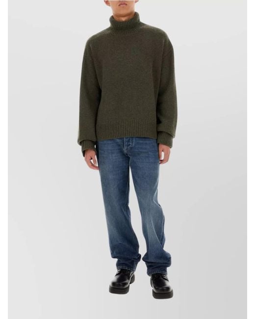 Givenchy Green Ribbed Turtleneck Oversized Cashmere Sweater for men