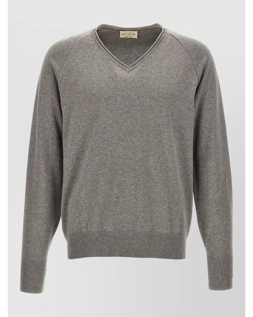 Ma'ry'ya Gray V Neck Knit Sweater Long Sleeves for men
