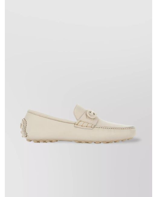 Ferragamo Natural Pebbled Leather Loafers for men