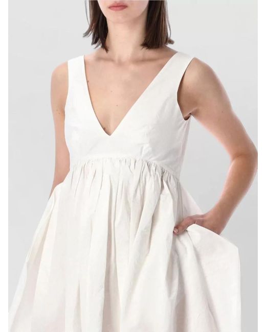 Rohe White Dress Gathered Waist Maxi Length Open Back