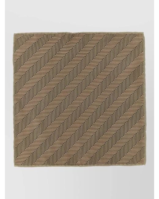 Brunello Cucinelli Natural Chevron Silk Square Scarf Diagonal Pattern for men