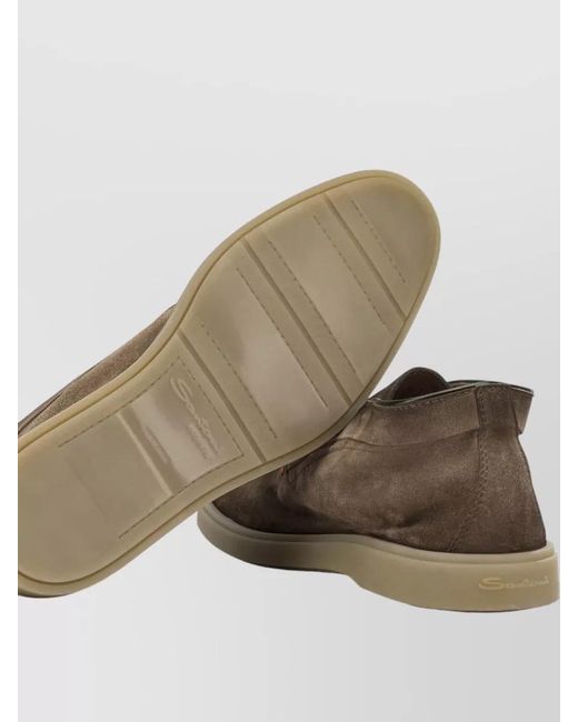 Santoni Brown Suede Leather Loafers for men