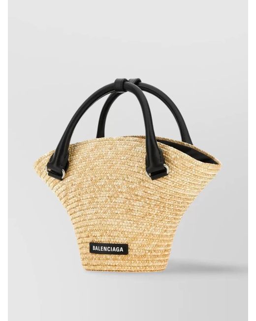 Balenciaga Metallic Mini Straw Beach Bag