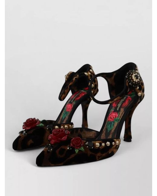Dolce & Gabbana Black Leopard Crystal-Embellished Pumps