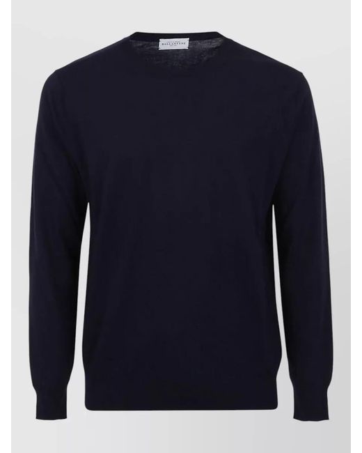 Ballantyne Blue Crew Neck Fine Cotton Knit Sweater for men