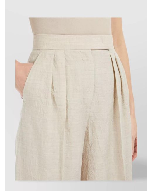 Max Mara Natural Virgin Wool Wide-Leg Trousers