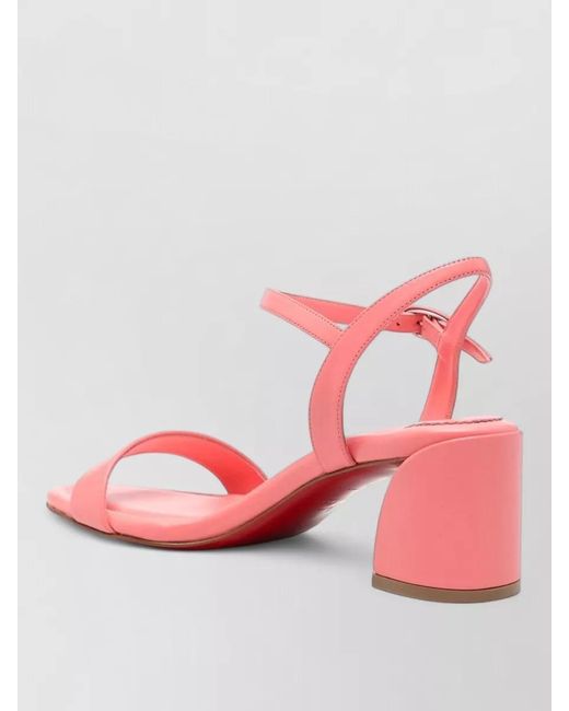 Christian Louboutin Pink Leather Ankle-Strap Block-Heel Sandals
