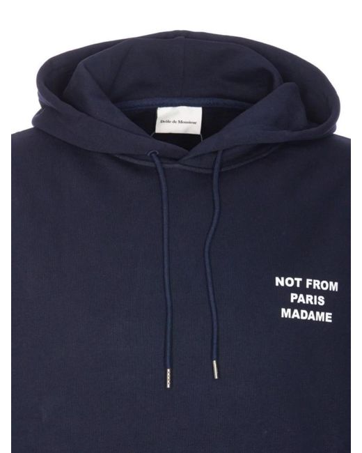 Drole de Monsieur Blue Cotton Slogan Print Hoodie for men