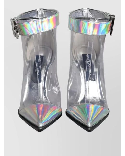 Dolce & Gabbana Gray Pvc Pointed Ankle Boots
