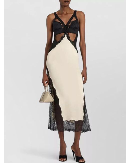 The Attico White Lace Midi Slip Dress Cut Out Design