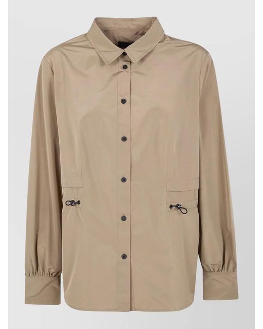 Moncler Natural Long Sleeve Shirt Collared Drawstring Waist
